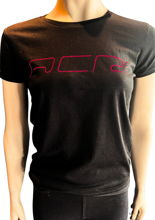 ACR T-shirt Dame Sort/Rosa